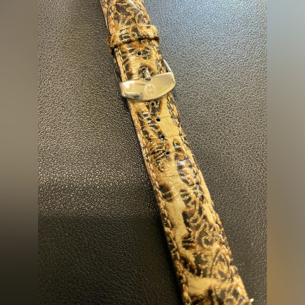 Genuine Michele Watch Band - Leather Leopard Print size 18”